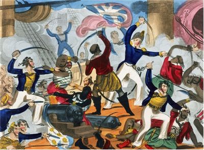 Picture Of Algerine Pirate Ship Boarded By British Sailors