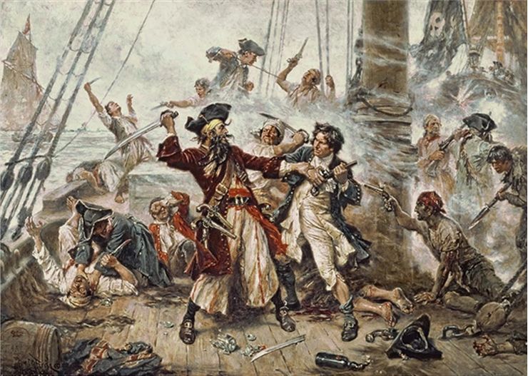 Picture Of The Battle Between Blackbeard And Lieutenant Maynard
